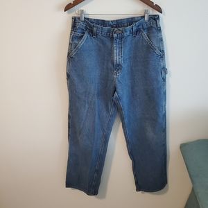 Carhartt blue jeans 34x32 original dungaree fit denim cargo work pants logo
